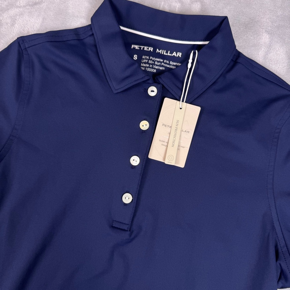 Peter Millar UPF 50+ Pebble Beach Golf Polo Shirt Womens Small Navy Blue NWT